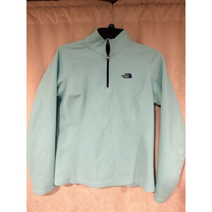The North Face Women's 100 Glacier Quarter-Zip Fleece Top Algae Blue Size M